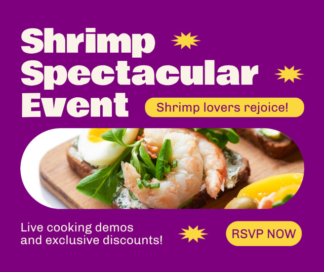 Designvorlage Ad of Event with Delicious Shrimps für Facebook