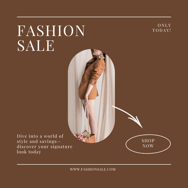 Ontwerpsjabloon van Instagram van Brown Minimalist Fashion Sale
