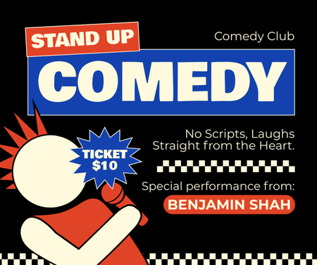 Ticket Offer for Comedy Show Facebook Design Template
