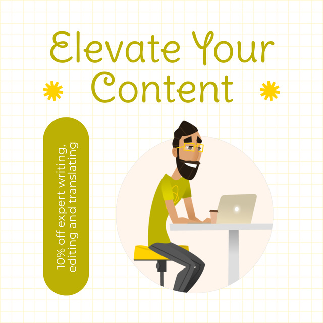 Illustration of Creative Content Writer Animated Post Design Template
