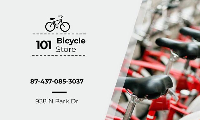 Bicycle Store Advertising Business Card 91x55mm Tasarım Şablonu