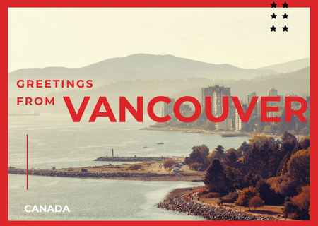 Vancouver City View with Lake Postcard Design Template