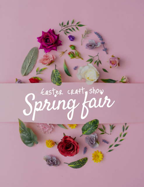 Easter Craft and Spring Fair with Flowers Flyer 8.5x11in Modelo de Design