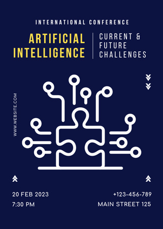 Designvorlage International Event Announcement About Artificial Intelligence für Invitation