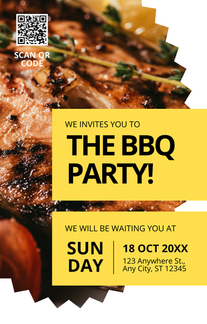 Sunday BBQ Party Invitation 4.6x7.2in – шаблон для дизайна