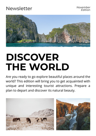 Plantilla de diseño de viaja y descubre el mundo Newsletter 