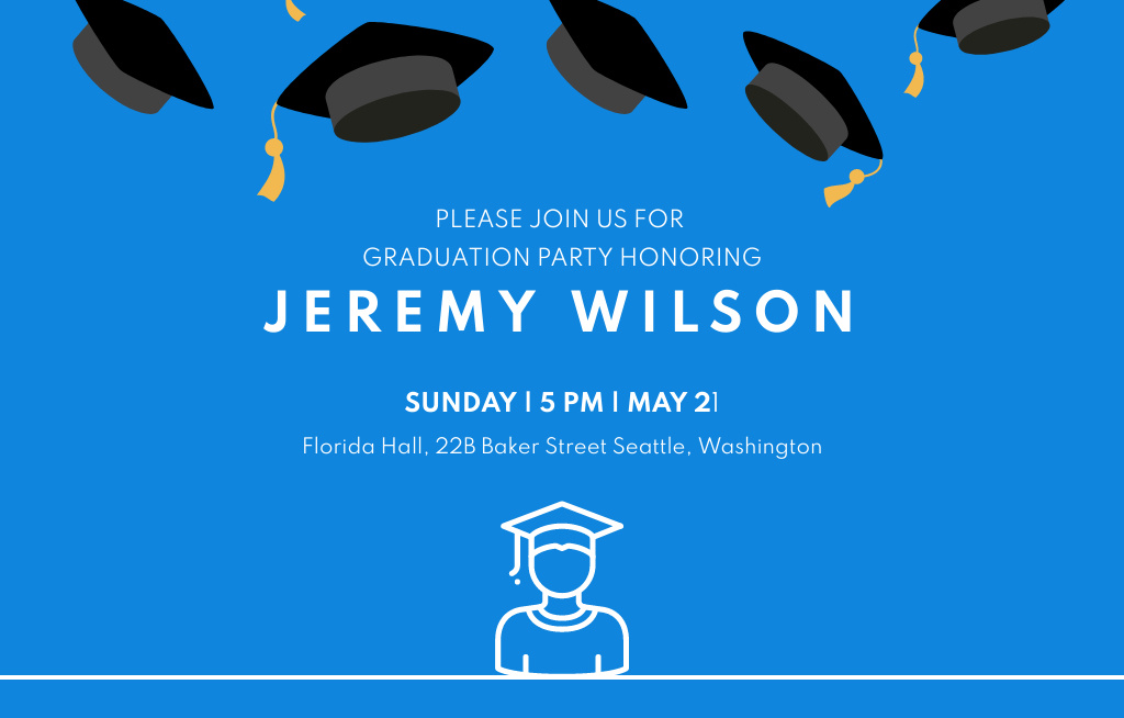 Graduation Party With Throwing Hats Invitation 4.6x7.2in Horizontal Design Template
