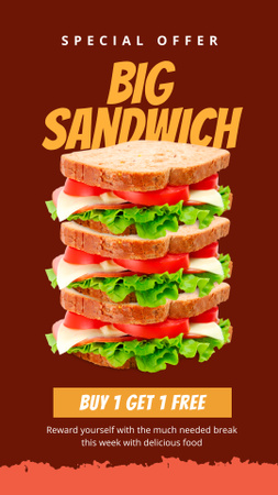 Modèle de visuel Big Delicious Sandwich - Instagram Video Story