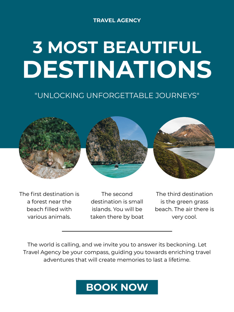 Travel to Beautiful Destinations of Nature Poster US Šablona návrhu