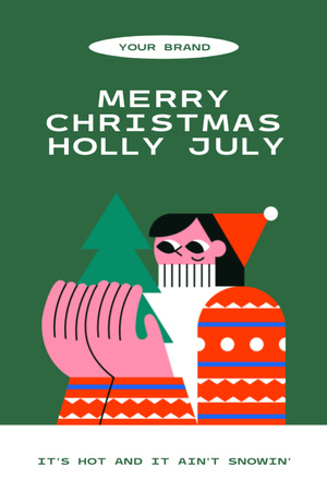 Christmas Advert in July with Yong Girl and Tiger Flyer 4x6in Design Template