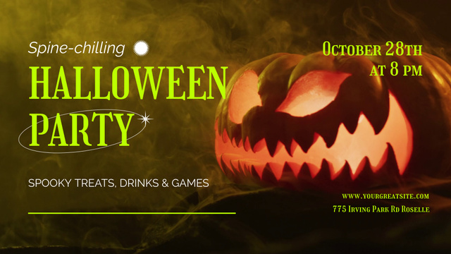 Ontwerpsjabloon van Full HD video van Bone-chilling Halloween Party Announcement With Jack-o'-lantern