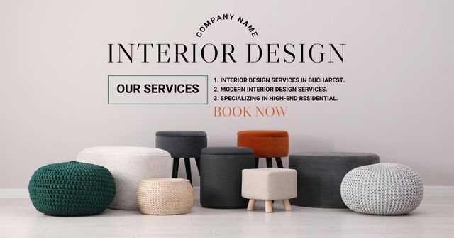 Modèle de visuel Services of Interior Design - Facebook AD
