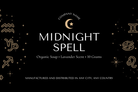 Fragrant Soap Bar With Zodiac Symbols Label Design Template