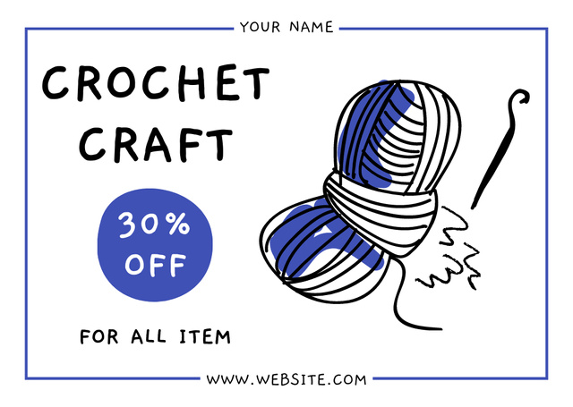 Crochet Craft With Discount For Items Card tervezősablon