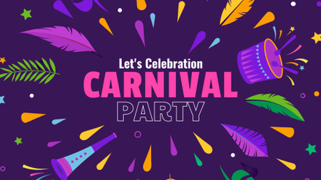 Anúncio da Celebração da Festa de Carnaval Brilhante FB event cover Modelo de Design