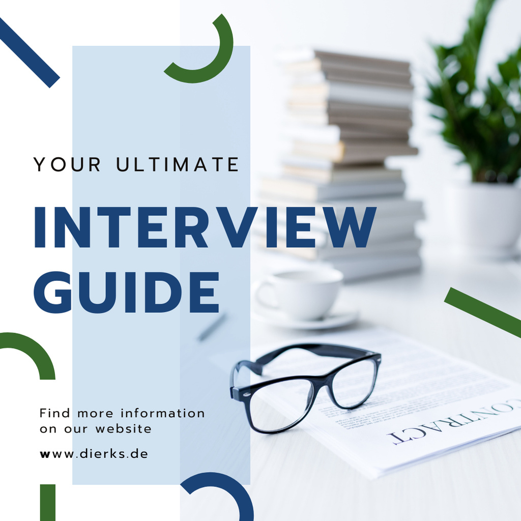 Designvorlage Job Interview Tips Business Papers on Table für Instagram