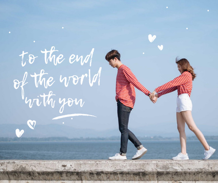 Template di design coppia amorevole in riva al mare a san valentino Facebook