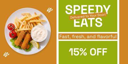 Ad of Speedy Delivery from Fast Casual Restaurants Twitter Design Template