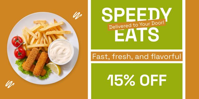 Designvorlage Ad of Speedy Delivery from Fast Casual Restaurants für Twitter