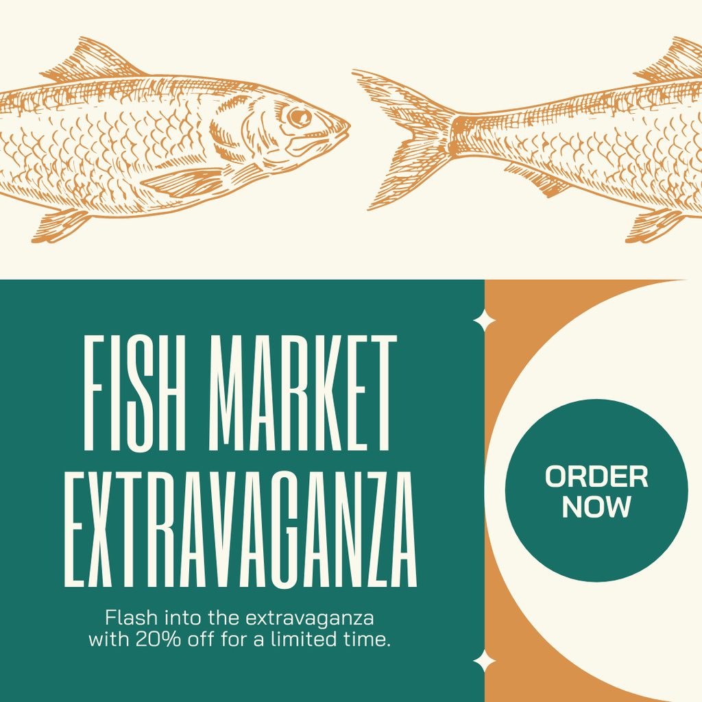 Designvorlage Ad of Fish Market with Sketch für Instagram