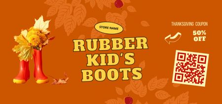 Ontwerpsjabloon van Coupon Din Large van Rubber Kid's Boots Sale on Thanksgiving