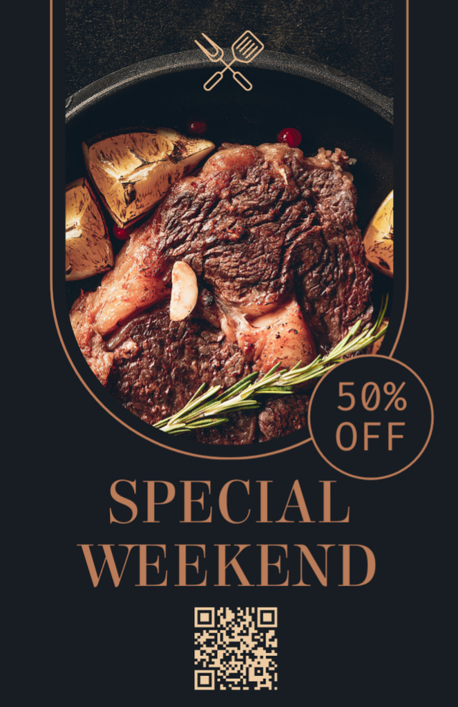 Plantilla de diseño de Special Discount on Grilled Meat Recipe Card 