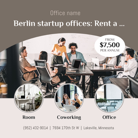 Corporate Office Space for Startups Instagram Design Template