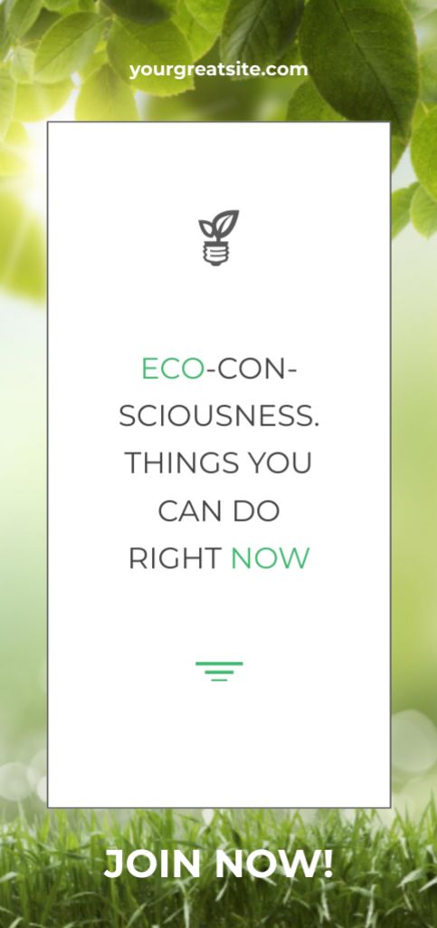 Eco Quote with Green Leaves Flyer DIN Large Design Template