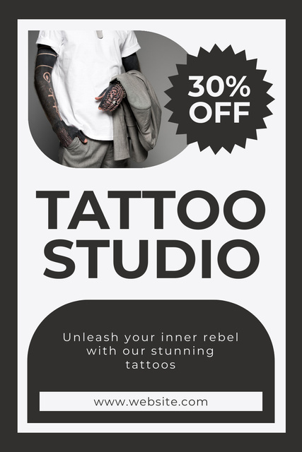 Plantilla de diseño de Stunning Tattoo Studio Service Offer With Discount Pinterest 