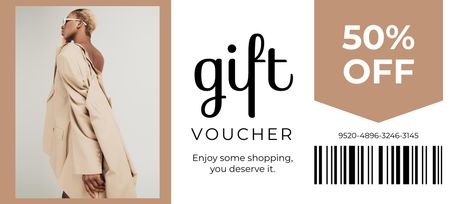 Discount Voucher on Fashion Shopping Coupon 3.75x8.25in Tasarım Şablonu