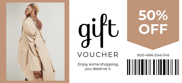 Discount Voucher on Fashion Shopping Coupon 3.75x8.25in Šablona návrhu