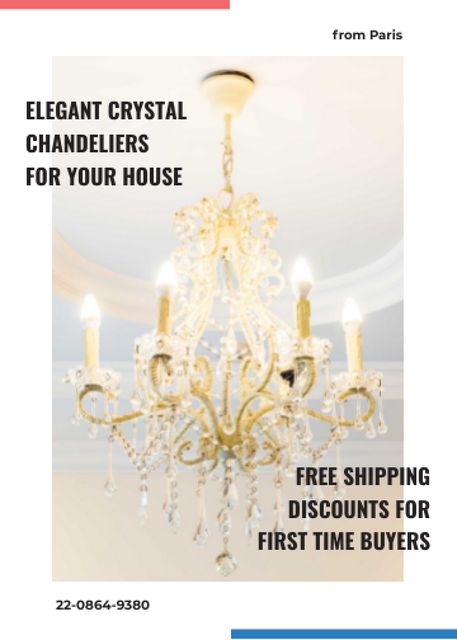 Elegant crystal Chandelier offer Invitation Design Template