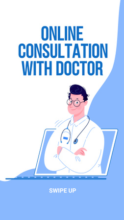 Suporte médico on-line com médico uniformizado Instagram Story Modelo de Design