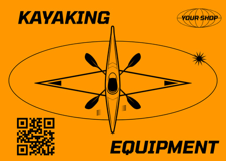 Plantilla de diseño de Kayaking Equipment Sale Offer Card 