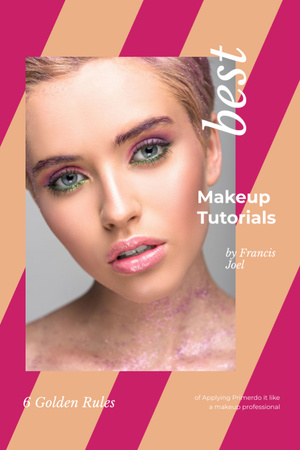 Modèle de visuel Young woman with pink makeup - Invitation 6x9in