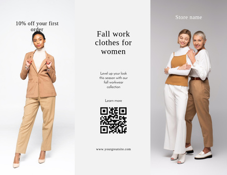 Oferta de Desconto em Roupas de Trabalho de Outono para Mulheres Brochure 8.5x11in Modelo de Design