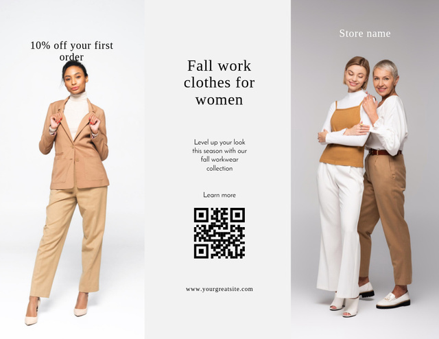 Platilla de diseño Fall Work Clothes for Women Discount Offer Brochure 8.5x11in