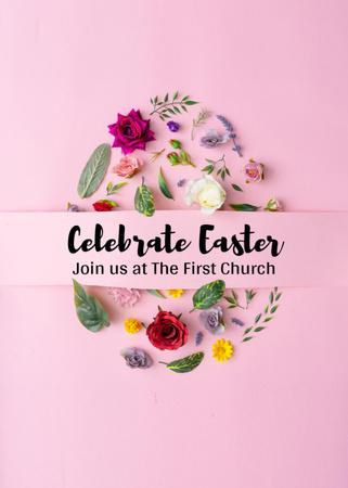 Platilla de diseño Easter Holiday Celebration with Floral Egg Flayer
