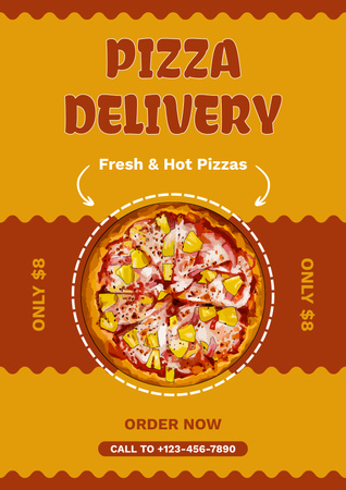 Designvorlage Delicious Pizza Delivery Price für Poster