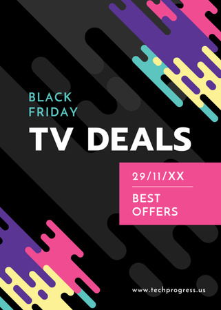 Plantilla de diseño de viernes negro ofertas de televisión en coloridas manchas de pintura Flayer 
