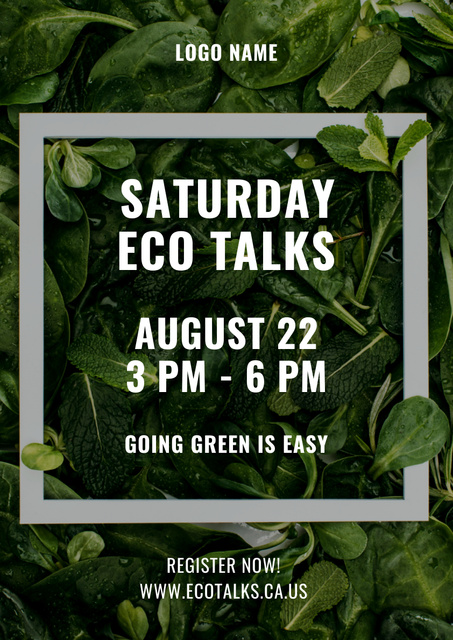 Platilla de diseño Ecological Event Announcement with Green Leaves Texture Poster A3