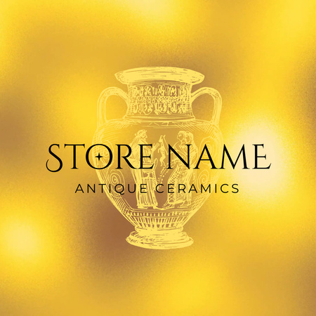 Designvorlage Antike Keramik und Vase in der Ladenanzeige für Animated Logo