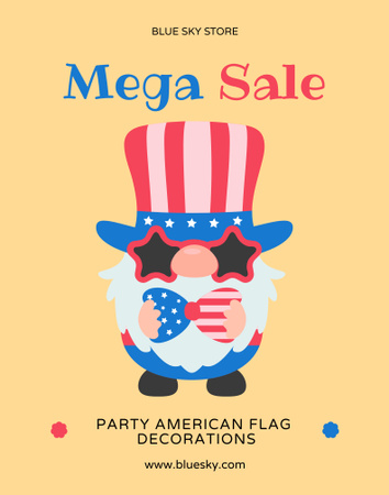 Memorable Items Independence Day Sale Announcement in the USA In Yellow Poster 22x28in Design Template