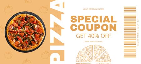 Special Discount on Pizza Coupon 3.75x8.25in tervezősablon