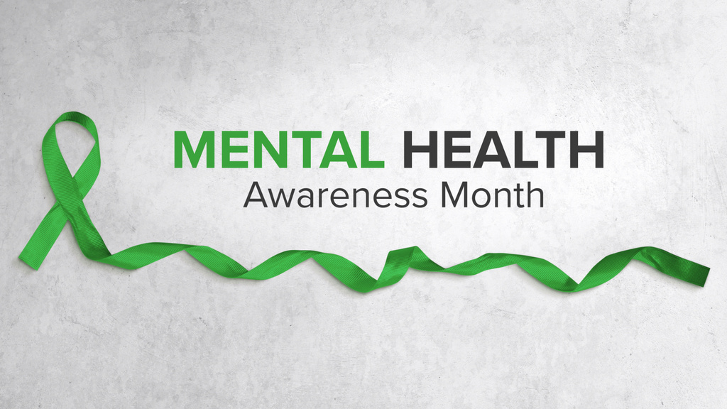 Modèle de visuel Mental Health Month Announcement with Silk Ribbon - Zoom Background