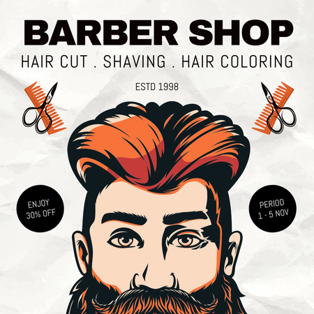 Barber Shop Promotion Instagram tervezősablon