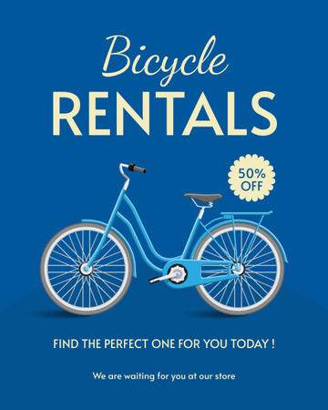 Rental City Bikes Discount on Blue Instagram Post Vertical – шаблон для дизайна