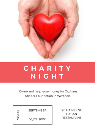 Charity Event Hands Holding Heart Postcard A6 Vertical Design Template