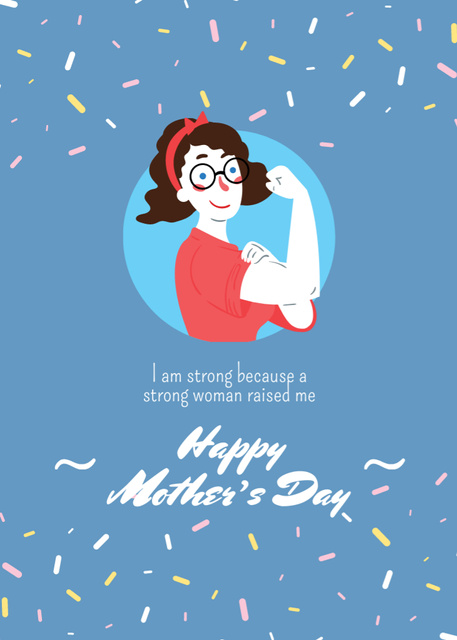 Happy Mother's Day Greeting With Cute Funny Illustration Postcard 5x7in Vertical Tasarım Şablonu