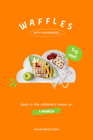 Delicious Sweet Waffles with Fruits Pinterest Design Template
